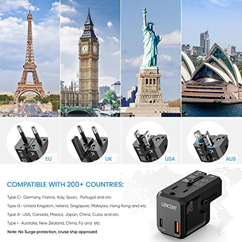 Adaptador De Corriente Para Viajes Internacionales, Lencent