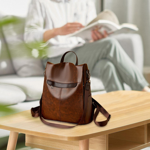 Mochila De Viaje Mochila De Cuero Pu Impermeable Con Correa