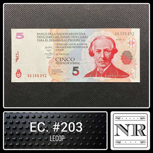 Argentina - 5 Lecop - Año 2001 - E C. #203 - Bono