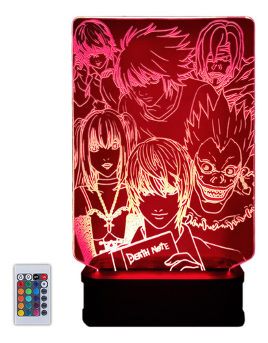 Lámpara Acrilico Led Multicolor Velador Death Note Anime
