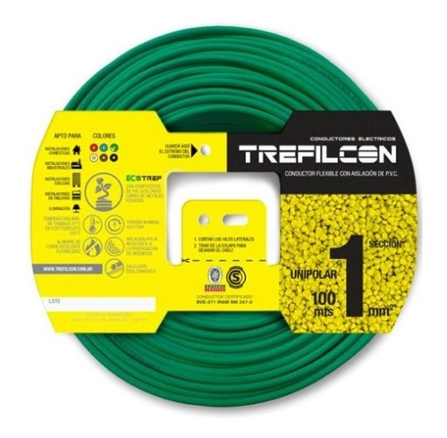 Cable Unipolar 1 Mm Normalizado X 100 Mts Colores Trefilcon