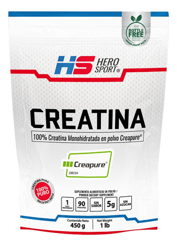 Hero Sport Creatina 450g Creapure 100% Pura 90 Porciones