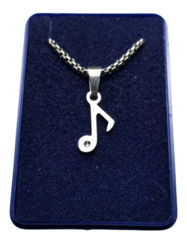 Dije Nota Musical Corchea Acero Quirúrgico C/cadena + Estuch