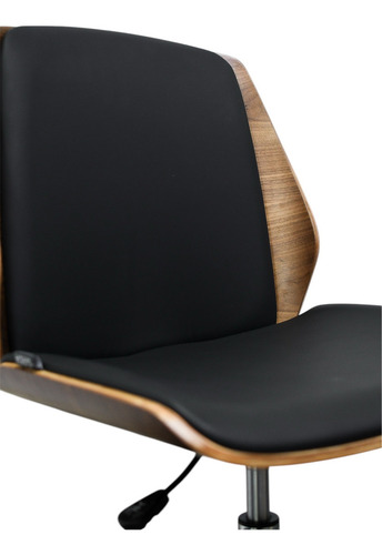 Silla Oficina Ejecutiva Wood Regulable Giratoria Baires4 Color Negro Material del tapizado Cuero sintético