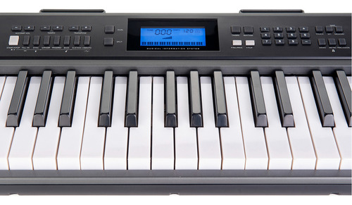 Kit Teclado Musical Kobe Kb-400 61 Teclas Sensíveis Completo Cor Cinza