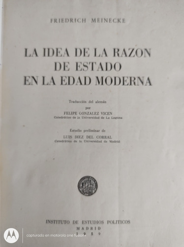 La Idea De La Razón De Estado En La Edad Moderna