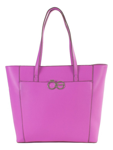 Bolsa Tote Blanco Con Colgante Color Morado Diseño De La Tela