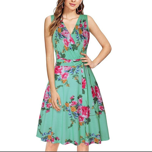 Sin Mangas Floral Casual Verano Maternidad Wrap Vestido Seño