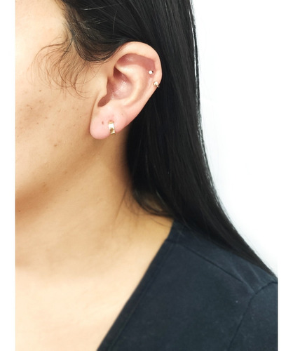 Brinco Ouro 18k Argola 2º Furo Com Trava Bat0120