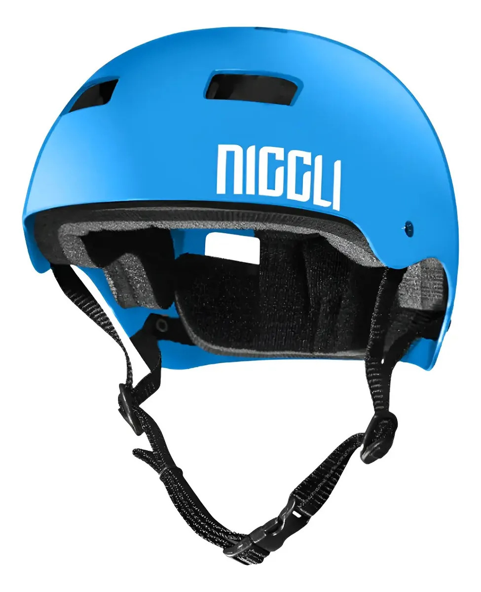 Capacete Iniciante Iron Pro N1 Azul Patins Niggli Skate Tamanho P
