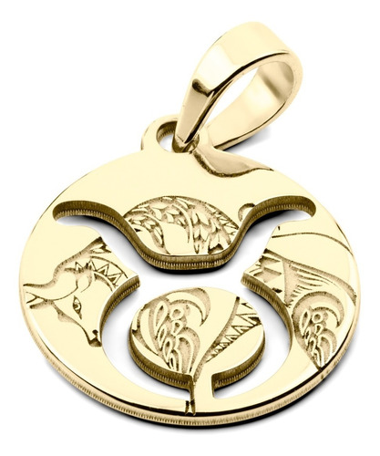 Dije Tauro Signo Zodiacal Oro Solido 14k Laser 1.5cm