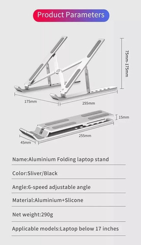 Soporte Notebook Base Eleva Aluminio Computadora Home Office