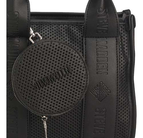Satchel Bwebber Perf Black Steve Madden Bags Acabado De Los Herrajes Níquel Color Negro Correa De Hombro Negro Diseño De La Tela Lisa