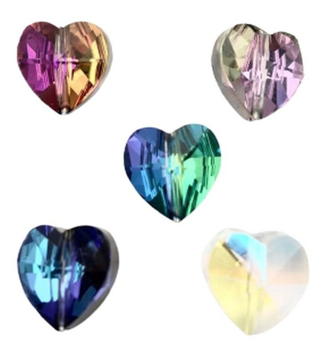 Kit Cristales Colgantes. 5 Corazones De 10mm