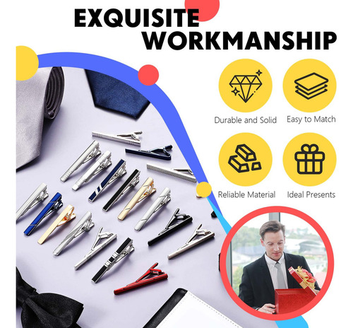 Juego De 20 Clips Clásicos Para Corbata Regular, Para Bodas
