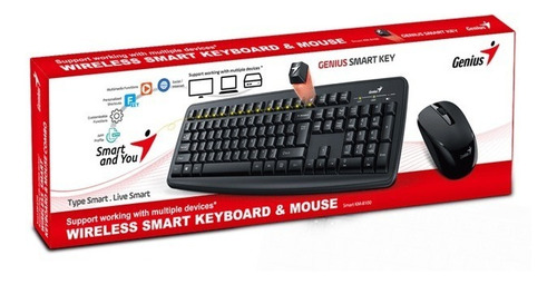 Imagen 3 de 4 de Combo Teclado Y Mouse Inalambrico Genius Smart Km8100 Negro