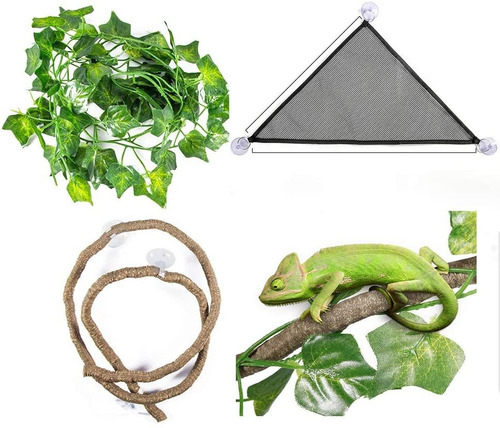 Reptile Hammock With Sticks, Climbing Vines Plants For Chame