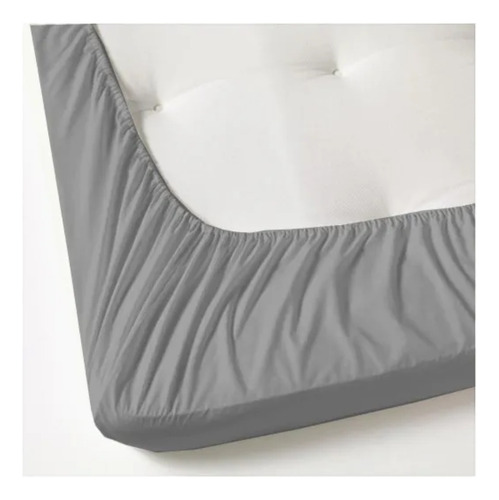 Lencol Avulso Queen Com Elastico Liso Percal 200 Fios Cor Cinza