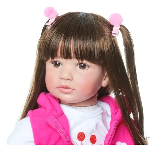Muñeca Reborn Vinilo Silicona Cuerpo De Tela 60cm + Regalo