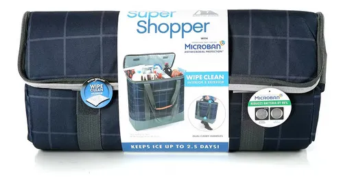 Bolsa Termica Hielera Ecologica Alimentos Plegable Bolso Color Azul