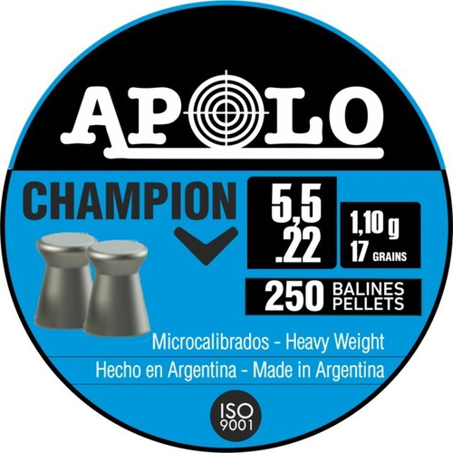 Balines Apolo Champion Cal 5.5 Mm Lata 250 Microcalibrados 