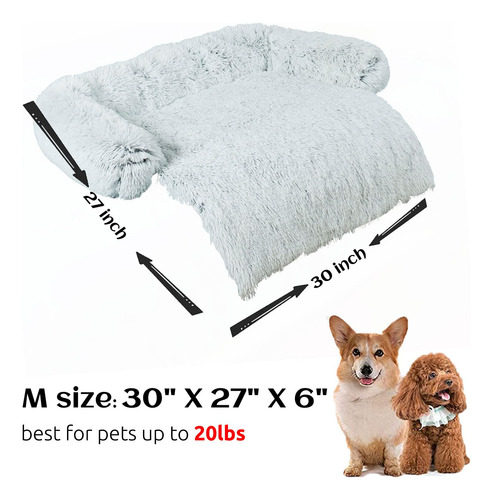 Tapete Calmante Lavable Para Sofá Cama De Mascotas Gris Diseño