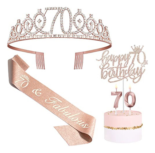 Regalos De Cumpleaños Número 70 Para Mujer, Corona Tiara De 