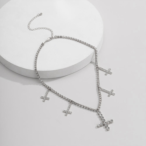 F Gargantilla Cruces Colgantes Diamantes Imitación De Diseño