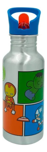 Botella Metalica Bombilla Marvel Kawaii 600ml Avengers