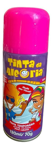 Tinta Temporária Spray Para Cabelo Rosa 120ml Festa Carnaval