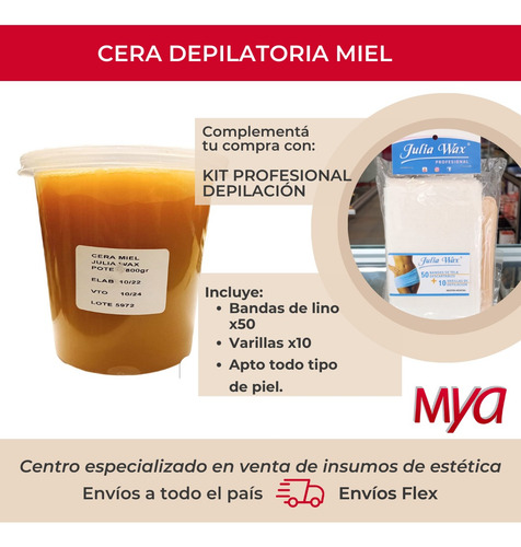 Cera Depilatoria De Miel Natural X 800gr Julia Wax Pote