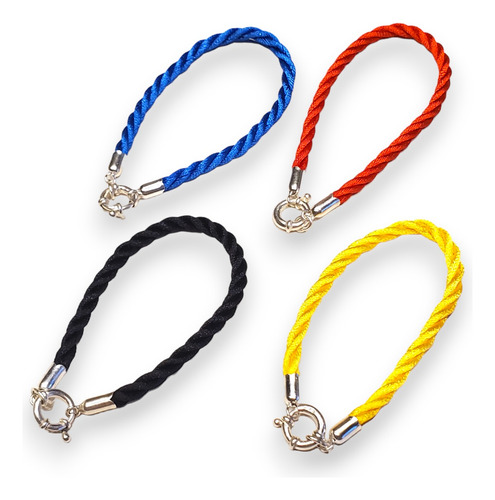 Imagen 8 de 10 de Pulsera Plata Hilo Seda Rojo Con Marinero