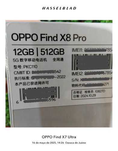Oppo Find X8 Pro 12gb/512gb Dimensity 9400 Android 15 /color Os 15 /4k/5g/80watts Desbloqueado, En Caja Sellada. (Usado)