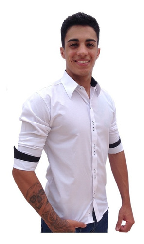 Kit 3 Camisas Camiseta Social Masculina Slim Blusa Fit Longa