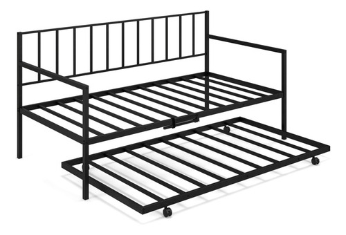 Base De Sofá Cama De Metal Y Cama Nido Extraíble Gpl Negro