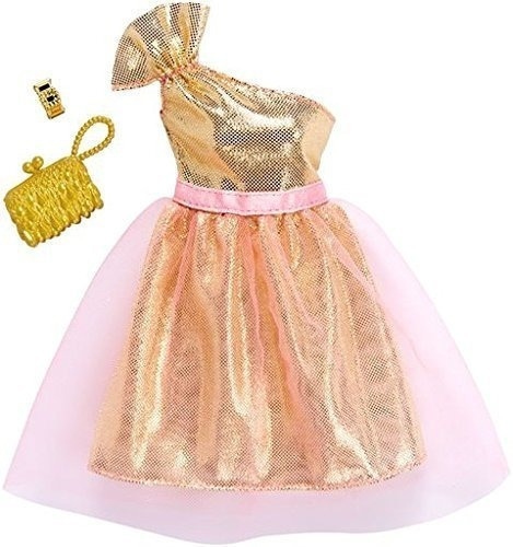 Vestido Largo Dorado De Barbie Fashions Con Conjunto De Tul