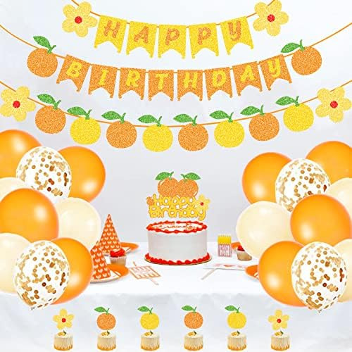 Juego De Decoración De Fiesta De Cumpleaños Naranja Con Panc