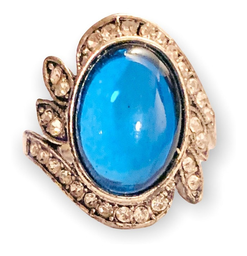 Acero Inoxidable Anillo Piedra Azul Talla 18 Mujer