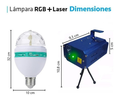 Imagen 4 de 10 de Combo Luces Led Dj Lampara Giratoria + Laser Efecto Lluvia