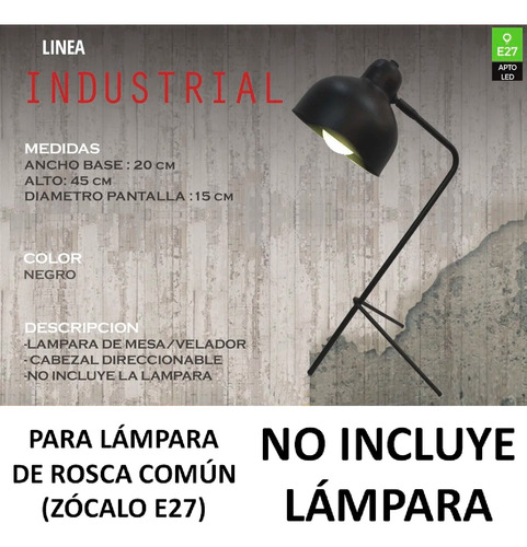Velador Mesa Moderno Escritorio Vintage Industrial Led