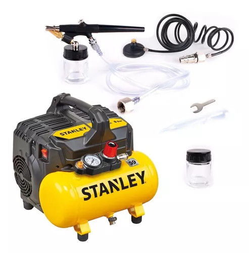 Compresor Aire Stanley Silencioso + Kit Aerógrafo 43,5 Psi