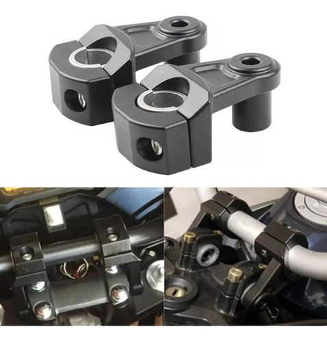 Elevador De Manubrio Universal Para Motocicleta 22/28mm Negro