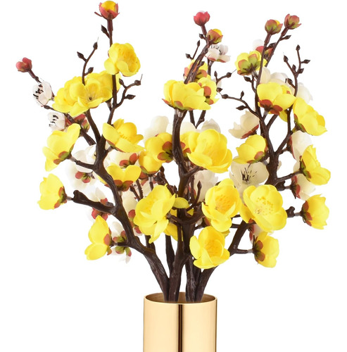 Ramo De 6 Flores Artificiales De Ciruelo Simuladas, Tallos L