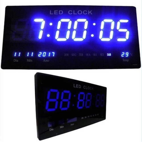 Reloj de pared digital con panel LED, 46 cm, letrero de comercio
