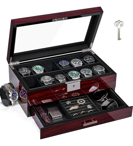 Funda De Reloj Anwbroad 12 Para Hombre, Caja De Reloj Con...