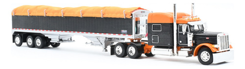 Tráiler Escala 1/64 Peterbilt 379 Remolque De Granos 60-1272 Color Negro