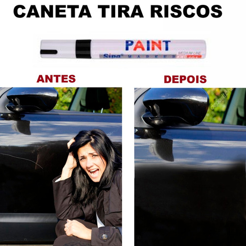 Caneta Tira Riscos De Veículos Tinta Automotiva Cor Preta