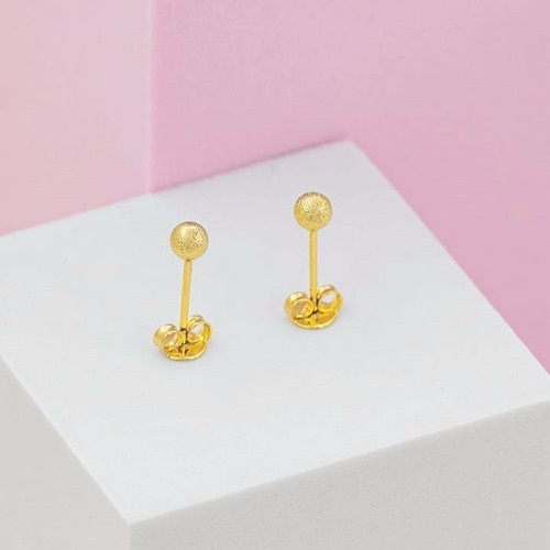 Arete Balin Diamantado 4mm En Oro Laminado 18k