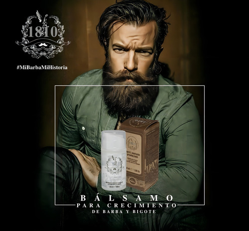 Set X 3 Bálsamo Crecimiento 1810 Fórmula Noxidil Ts 3% 50ml Fragancia fresca The Shaving Co Bálsamo de Crecimiento 1810-500 fragancia fresca de 50mL Tratamiento de crecimiento para barba y bigote