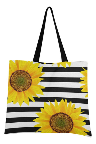 Bolso Mano Lona Girasol Raya Tela Bolsa Reutilizable Hombro